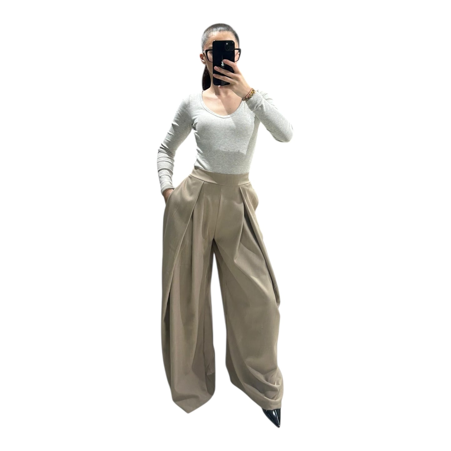 Pantalon Large Femme Taille Haute Fluide Chic Oversize Moderne