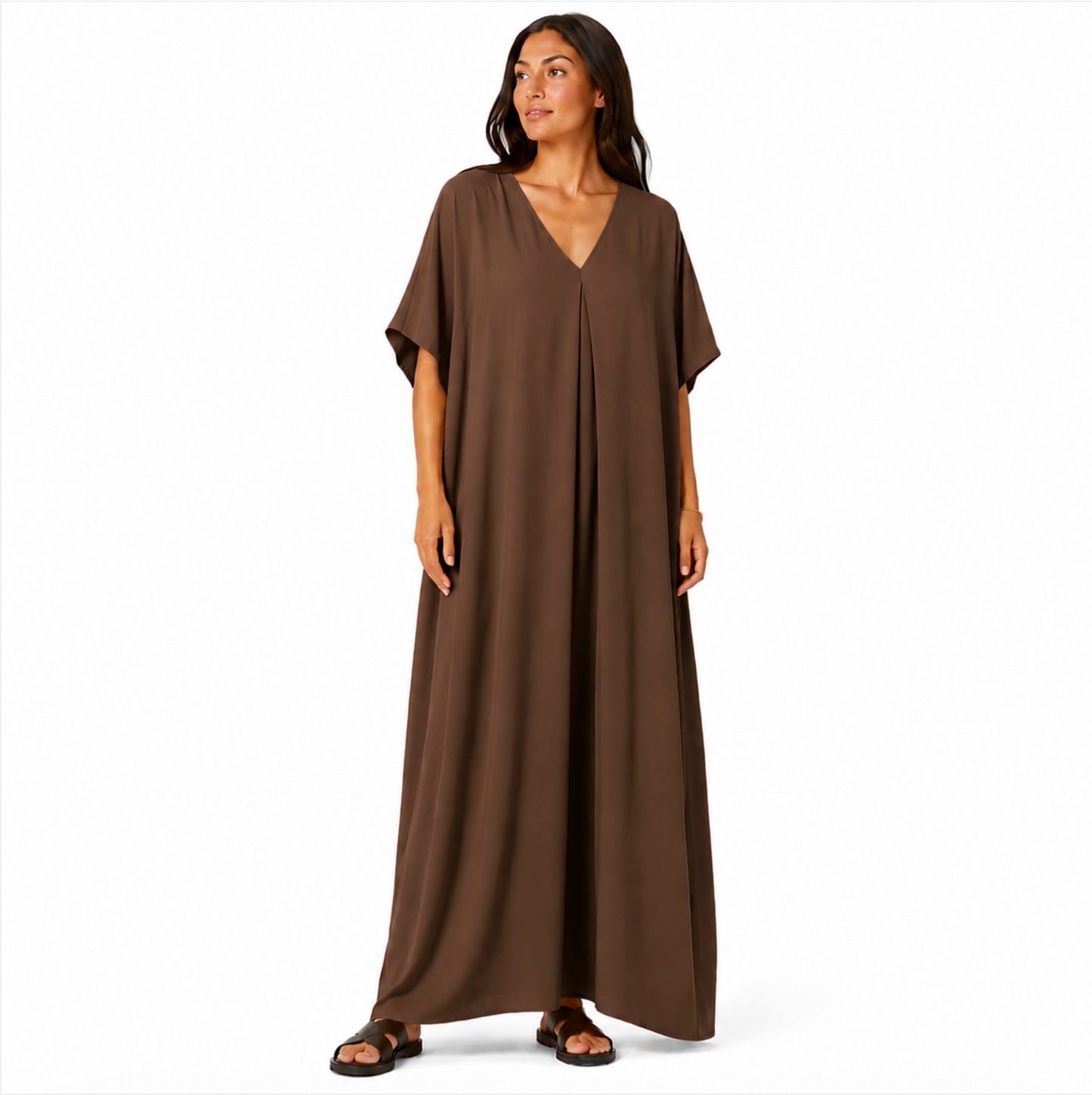 Women's oversized flowy V-neck maxi dress, chic and comfortable for summer