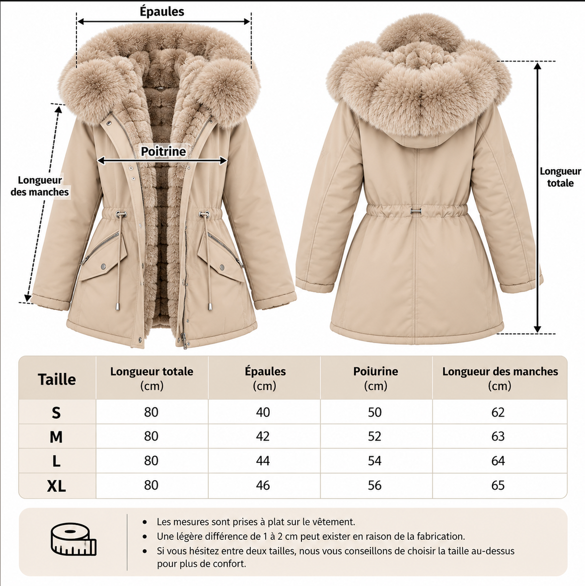 Parka Courte Femme à Capuche en Fausse Fourrure – Doublure Intégrale Douce et Chaude