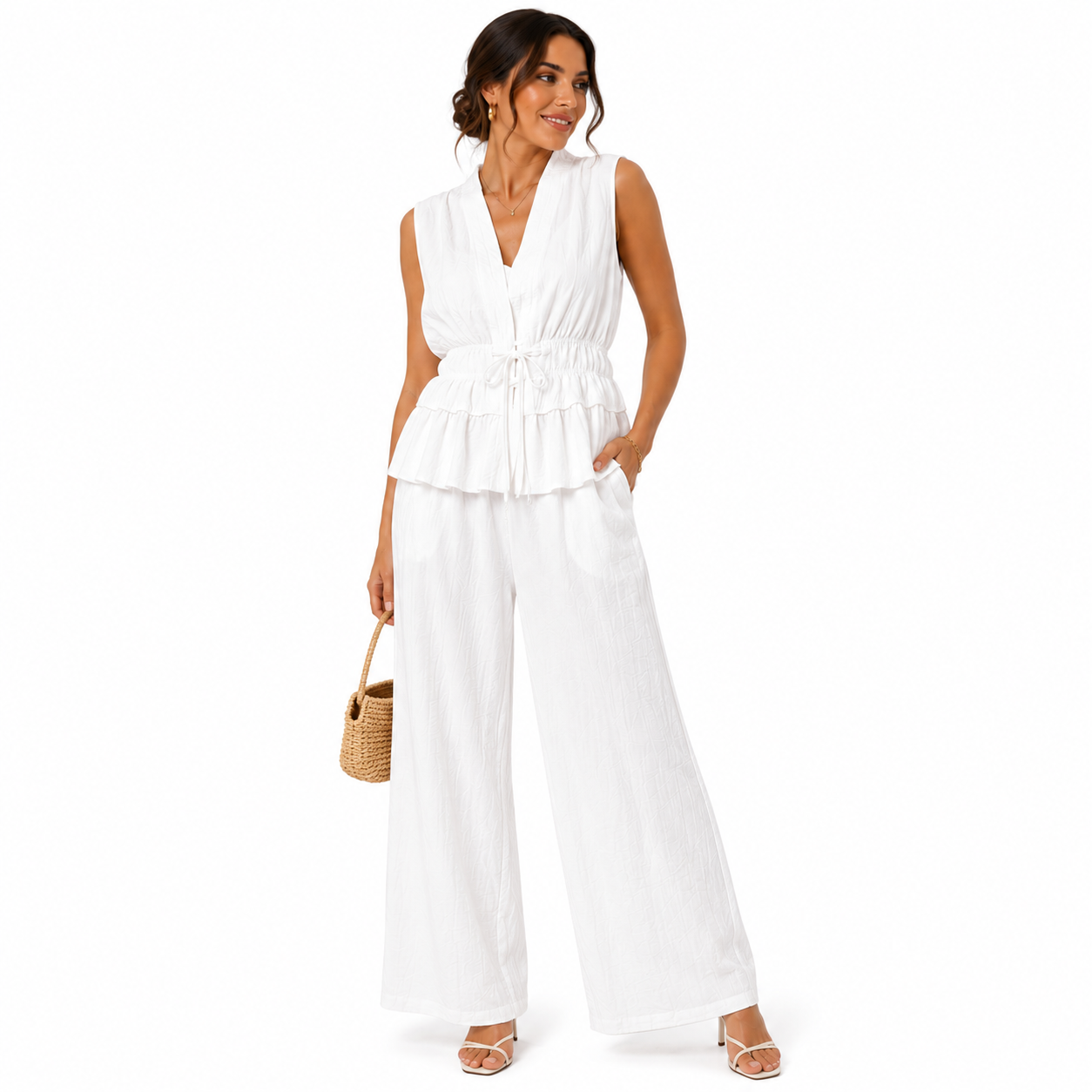 Ensemble Femme Élégance Bohème Sans Manches