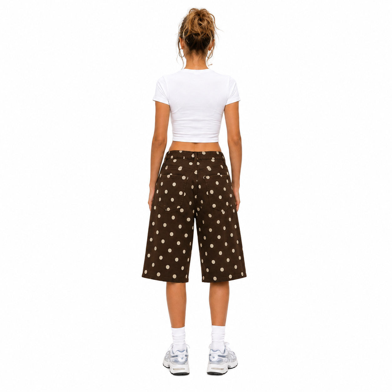 Short Bermuda Femme à Pois Coupe Ample Chic et Confortable