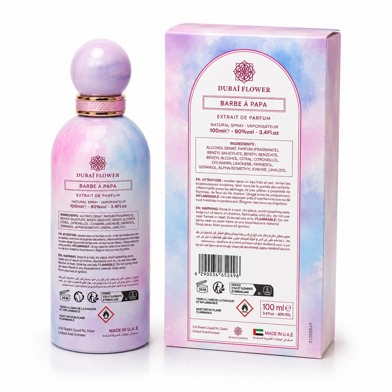 Barbe à Papa Dubai Flower Extrait de Parfum 100ml – Parfum Gourmand Sucré Femme