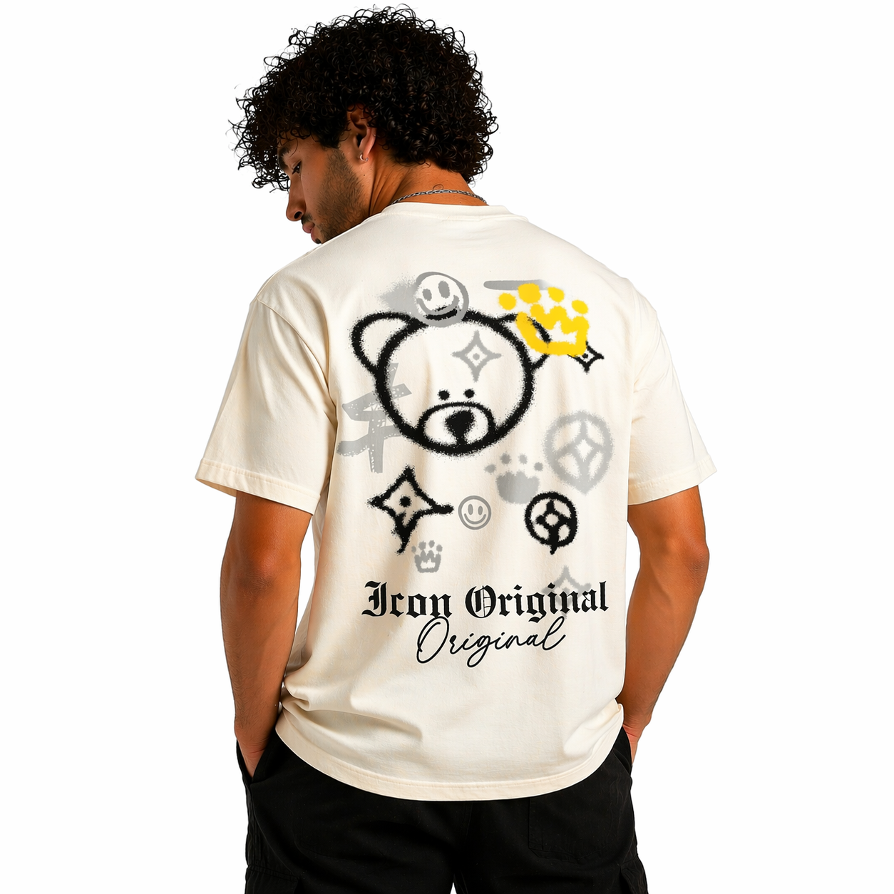T-shirt Homme Icon Original – Imprimé Streetwear Dos Graphique Teddy – Coupe Moderne