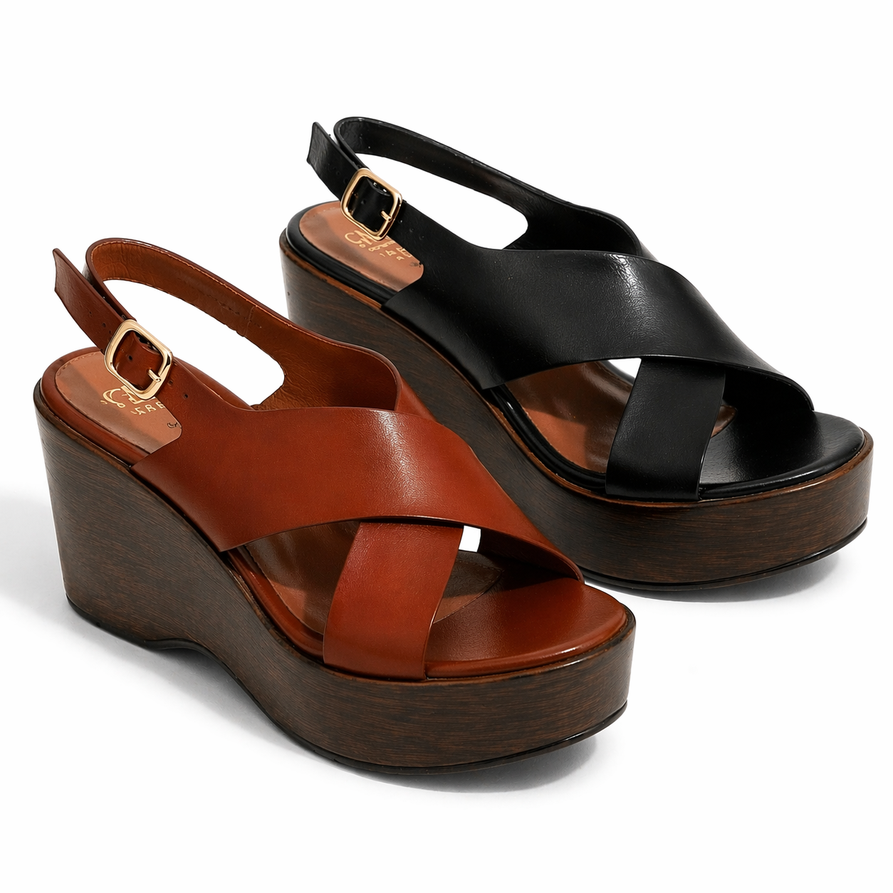 Sandales Compensées Femme – Brides Croisées & Semelle Plateforme