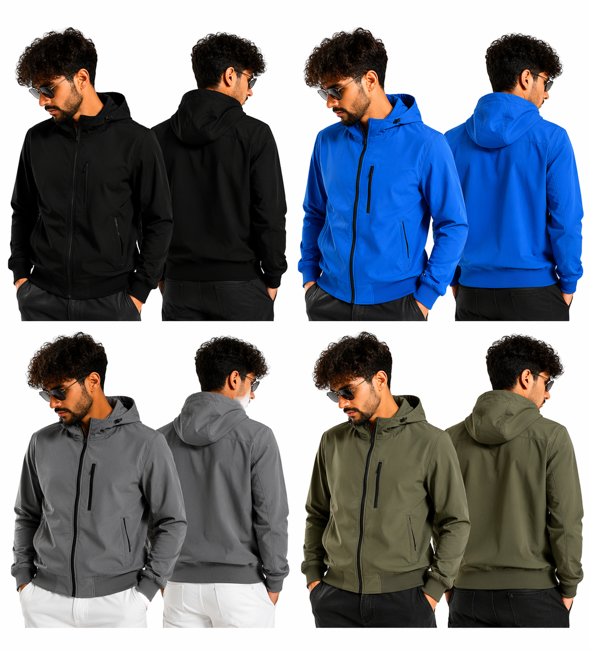 Veste homme zippée à capuche – coupe ajustée, légère, style urbain multi-couleurs