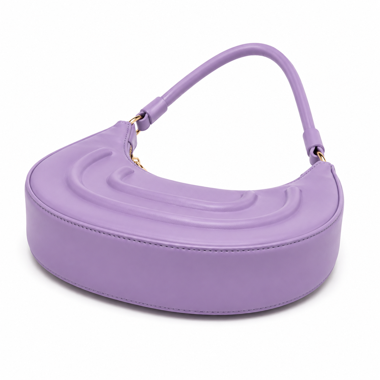 Sac Demi-Lune Violet Élégant avec Bandoulière Amovible