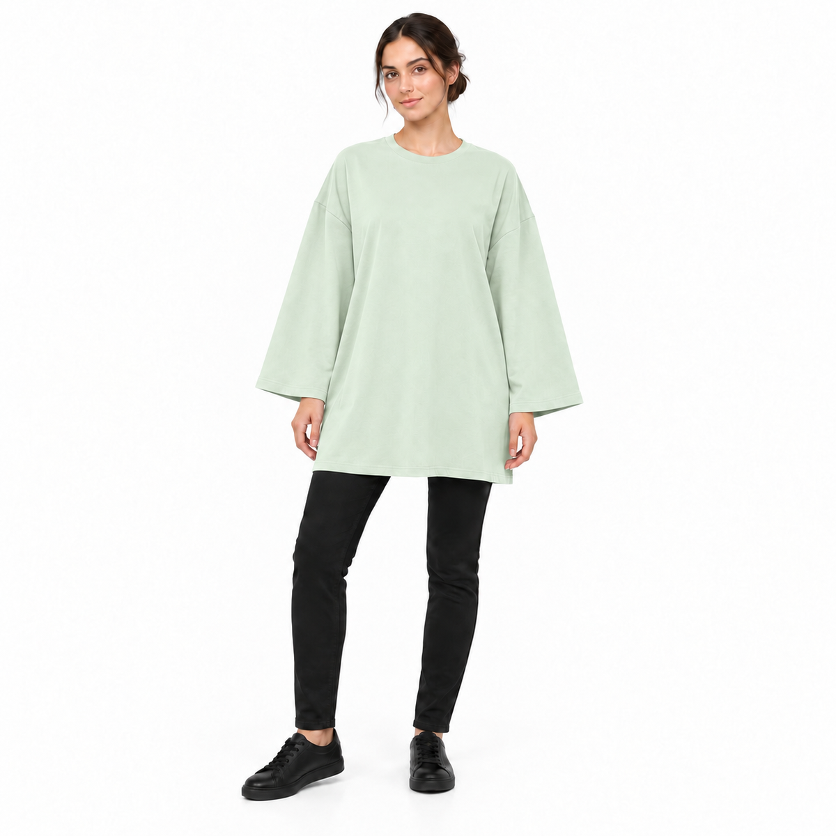 T-shirt Oversize Femme Manches Larges en Coton – Taille Unique