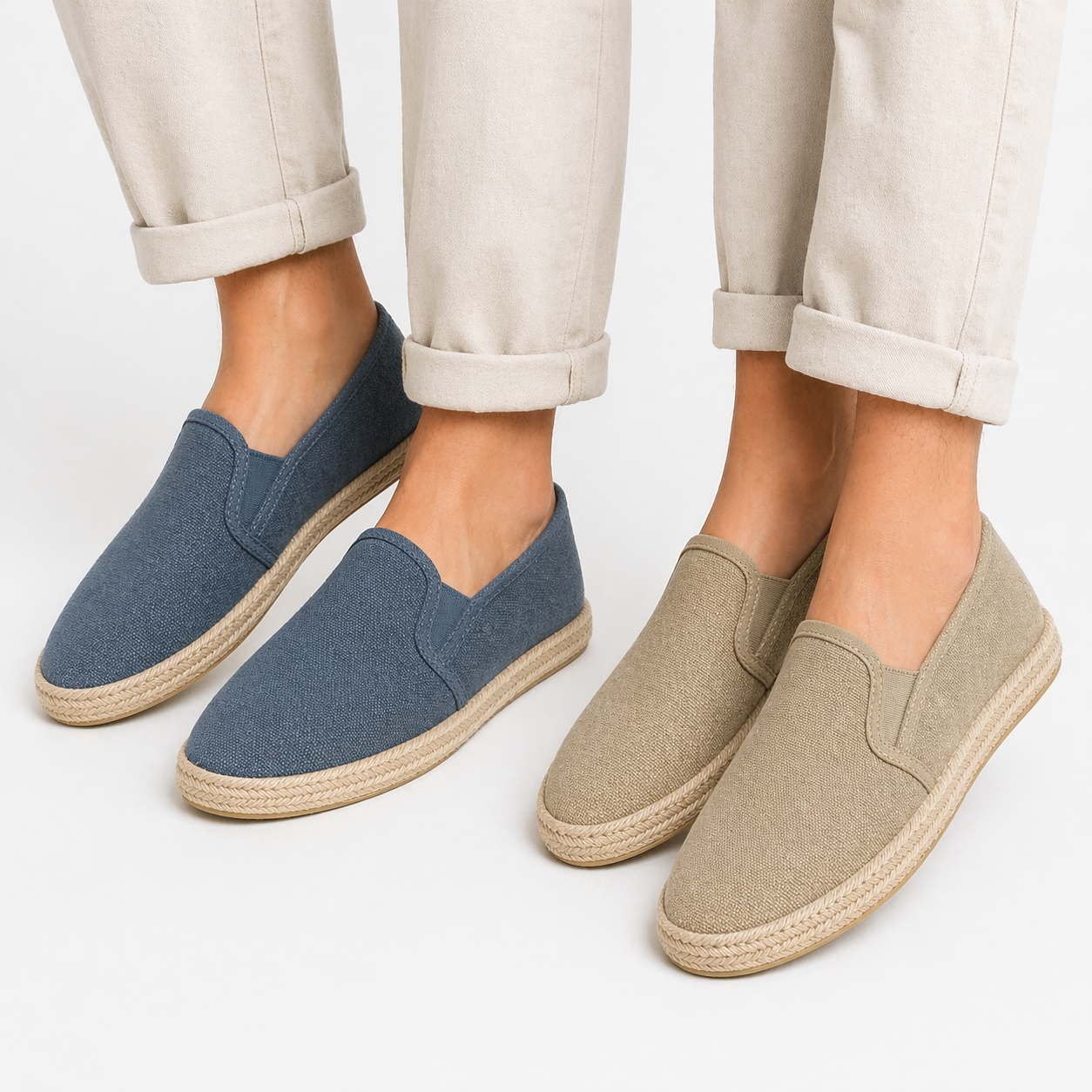 Espadrilles slip-on en toile semelle corde confortable été
