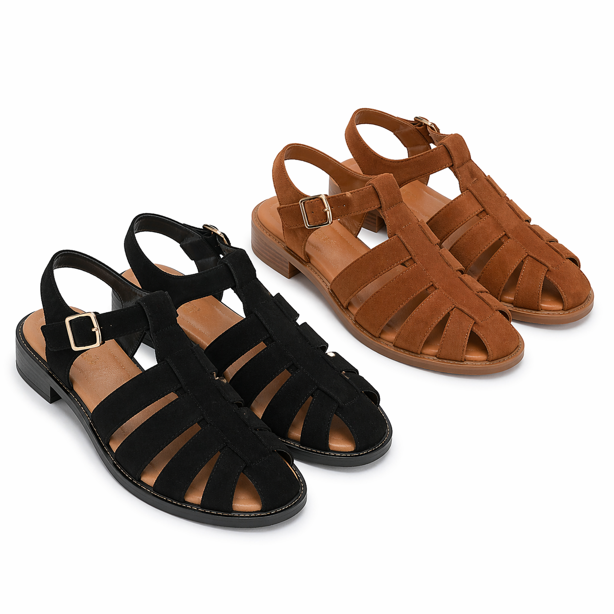 Buckle-Detail Cage Sandals