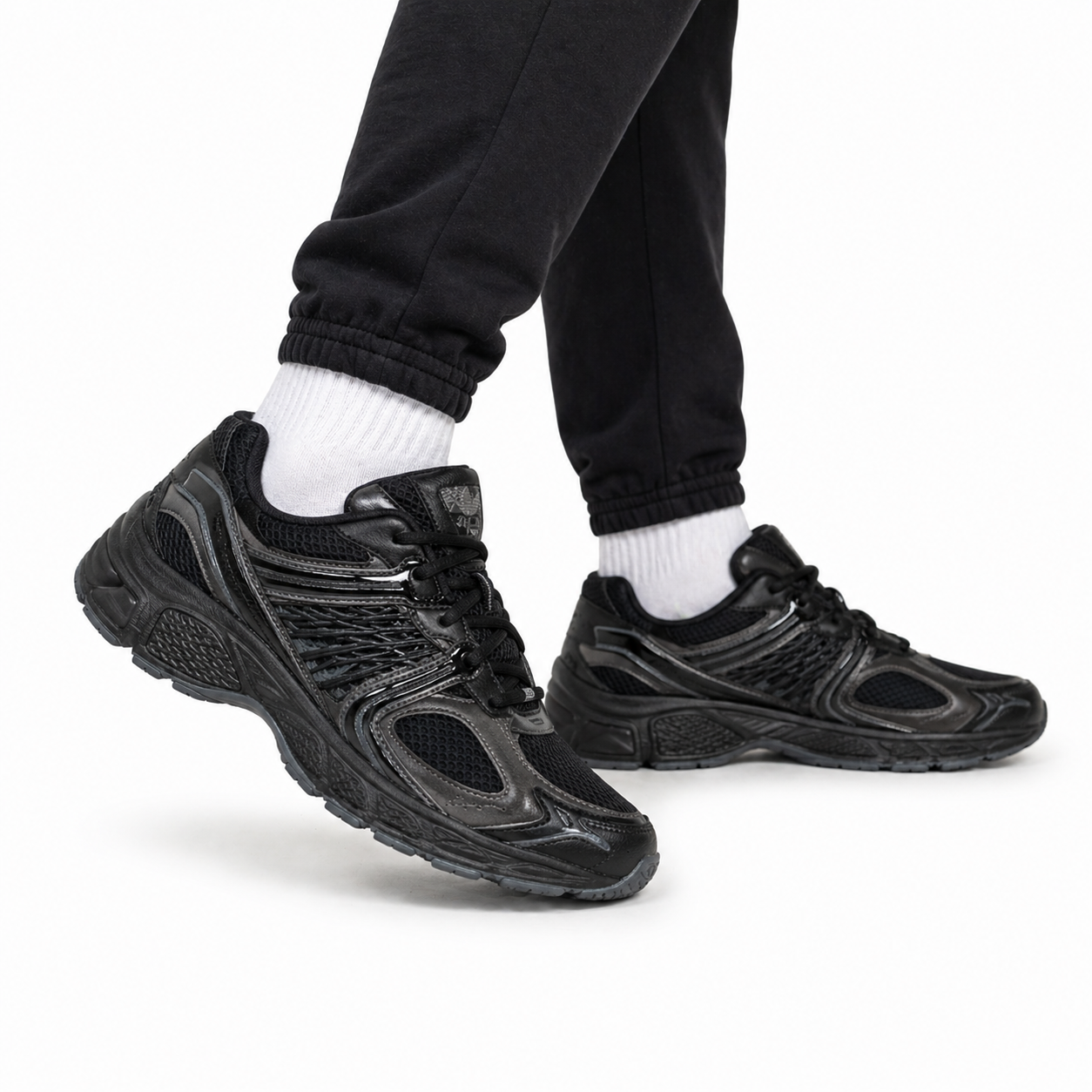 Trendy Two-Tone Sneakers – Black, White & Grey