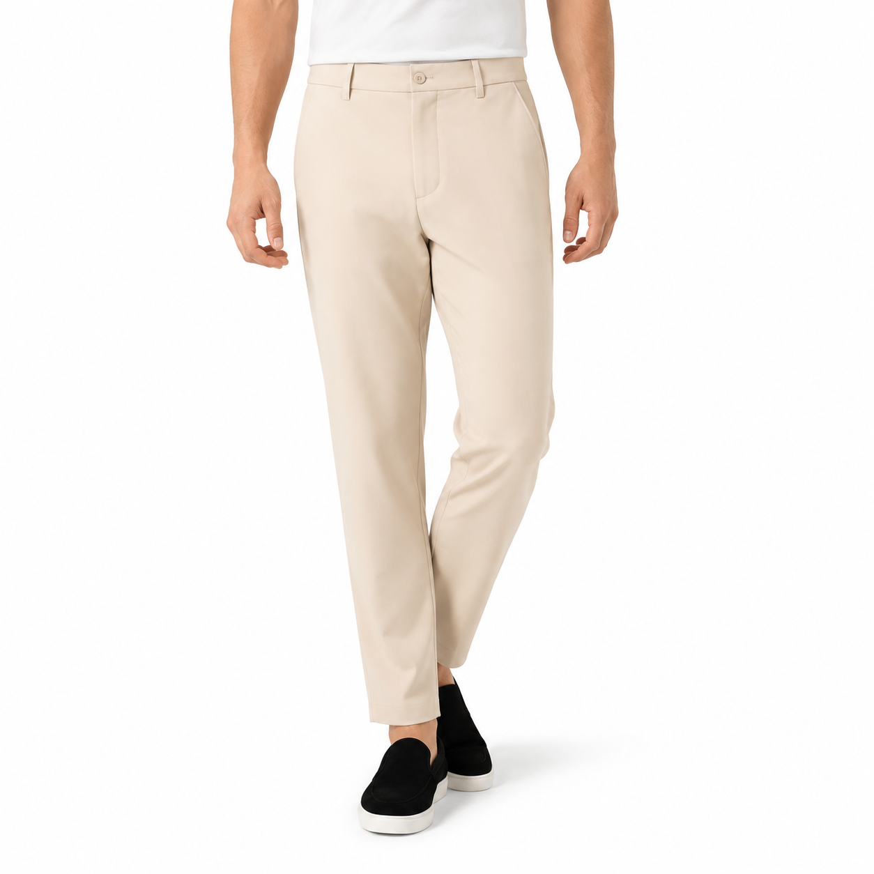 Pantalon Homme Élégant Coupe Droite et Extensible