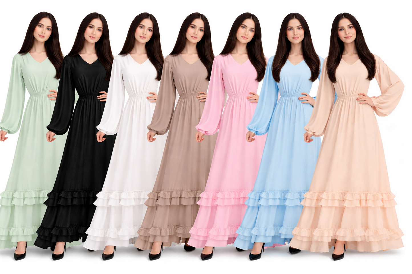 Robe longue fluide manches larges femme – coupe élégante – tissu léger – collection printemps été – plusieurs coloris
