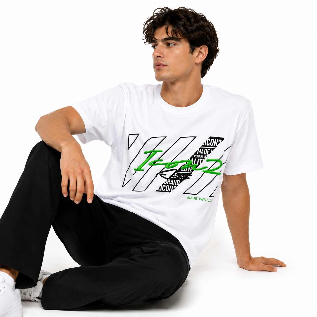 T-Shirt Homme Oversize Imprimé et Brodé