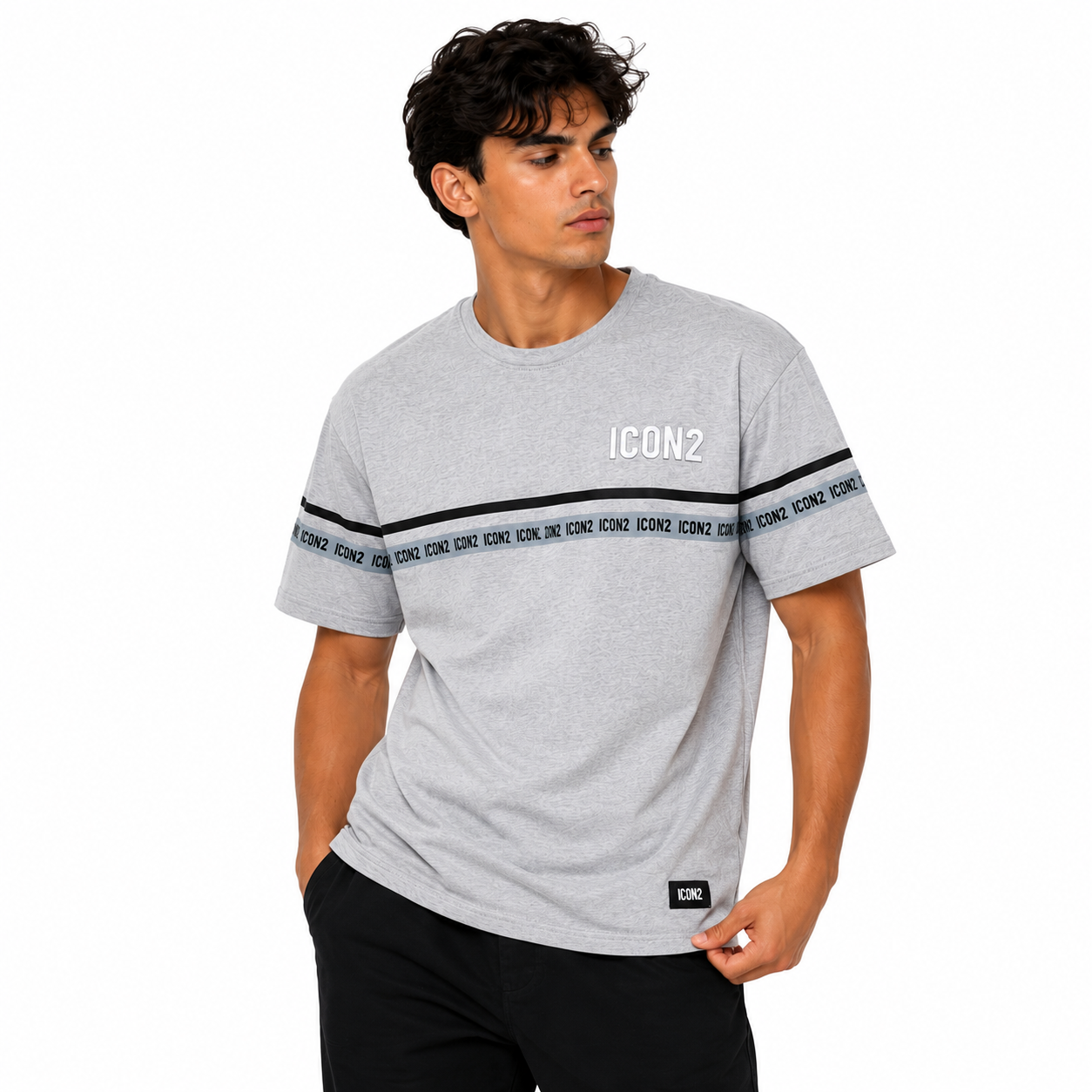 T-Shirt Homme Bande Logo Contrastée
