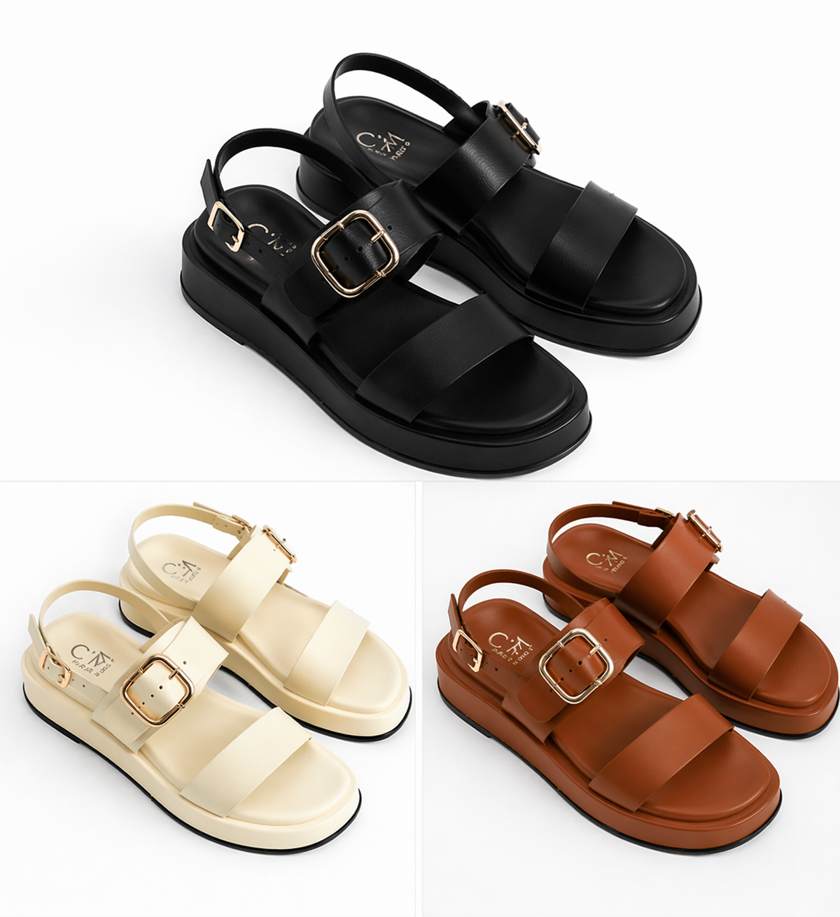 Sandalias Camélia con hebilla dorada