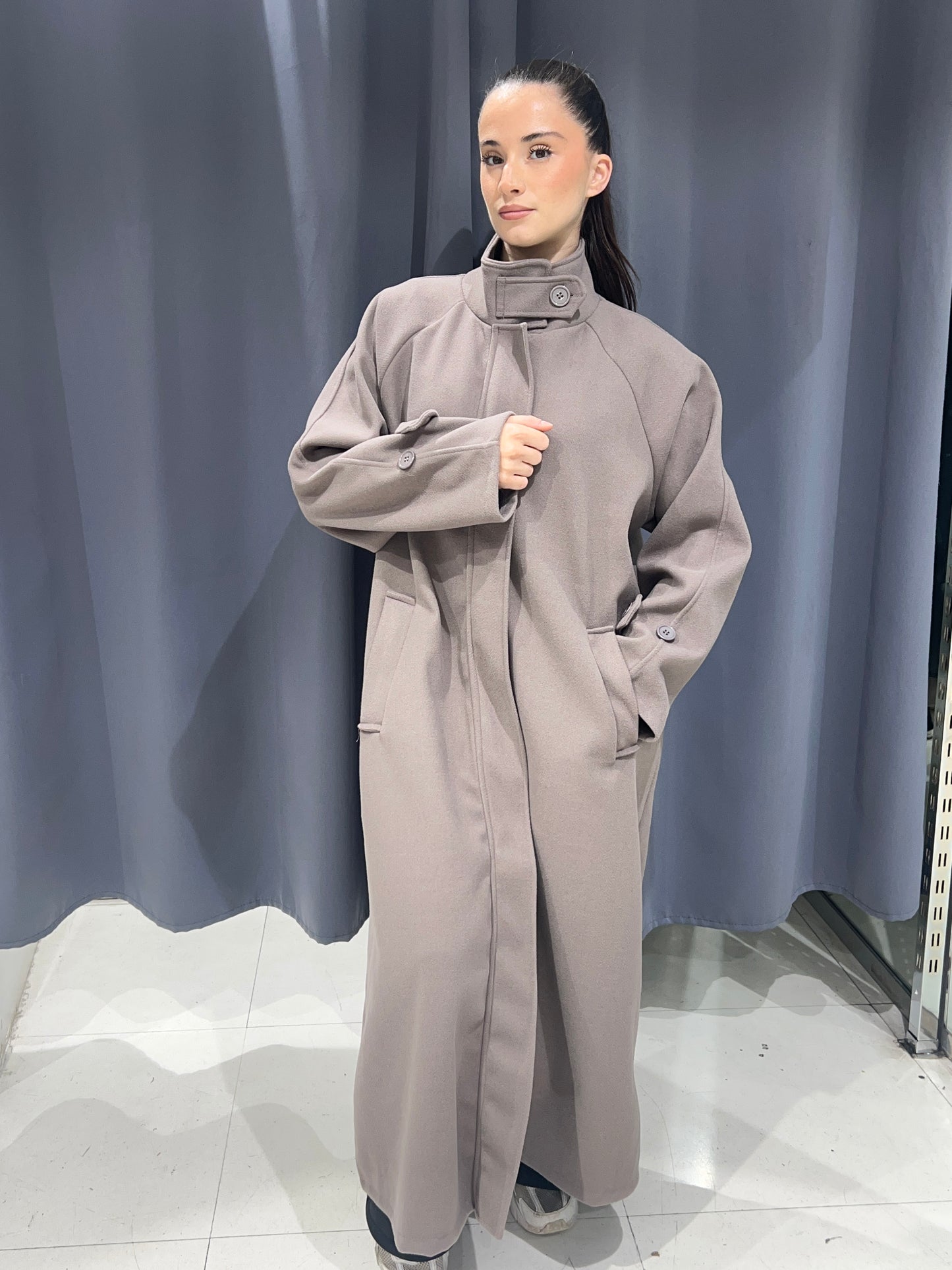 MANTEAU LONG OVERSIZE A COL MONTANT 231