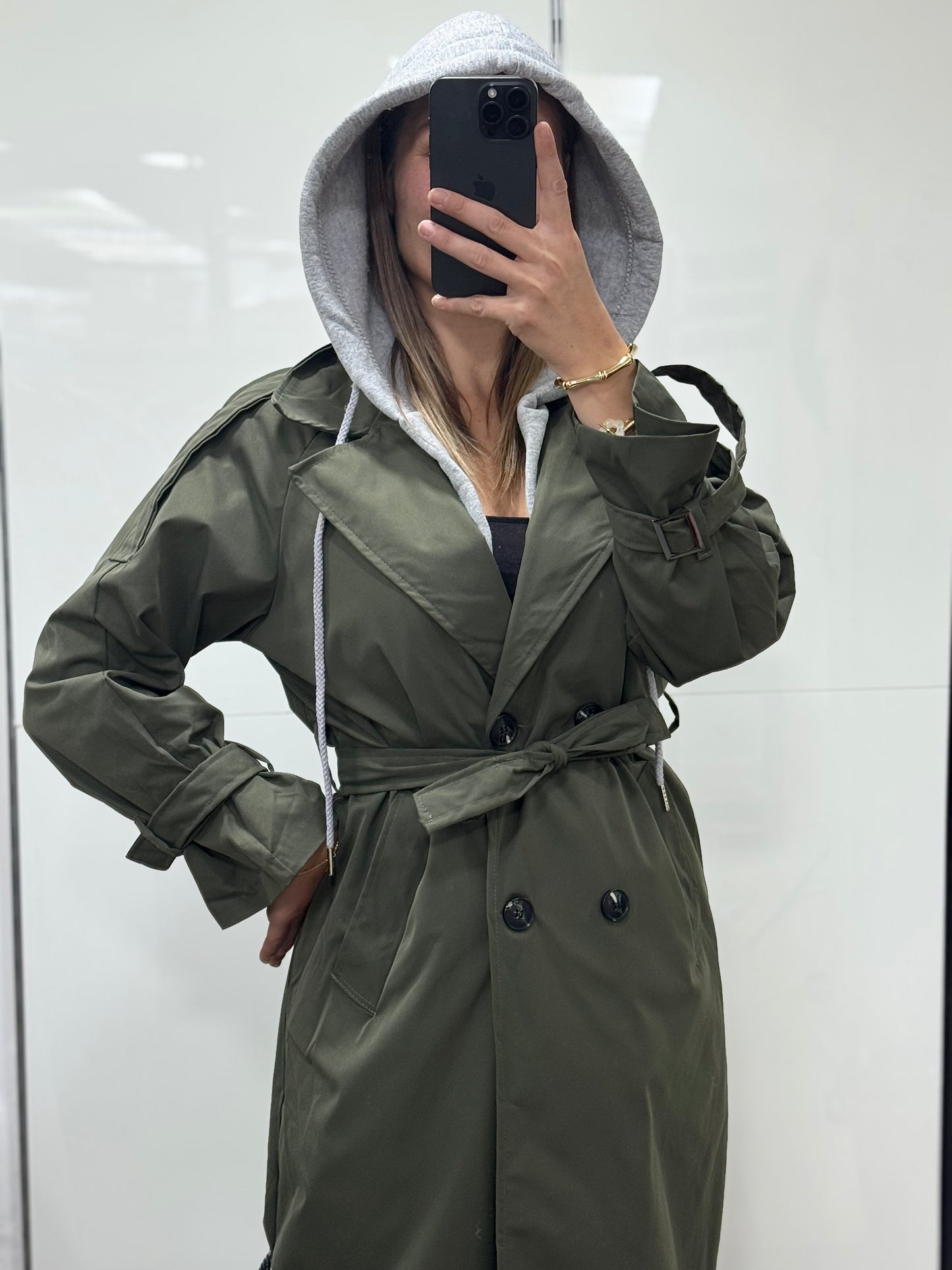 Trench capuche kaki