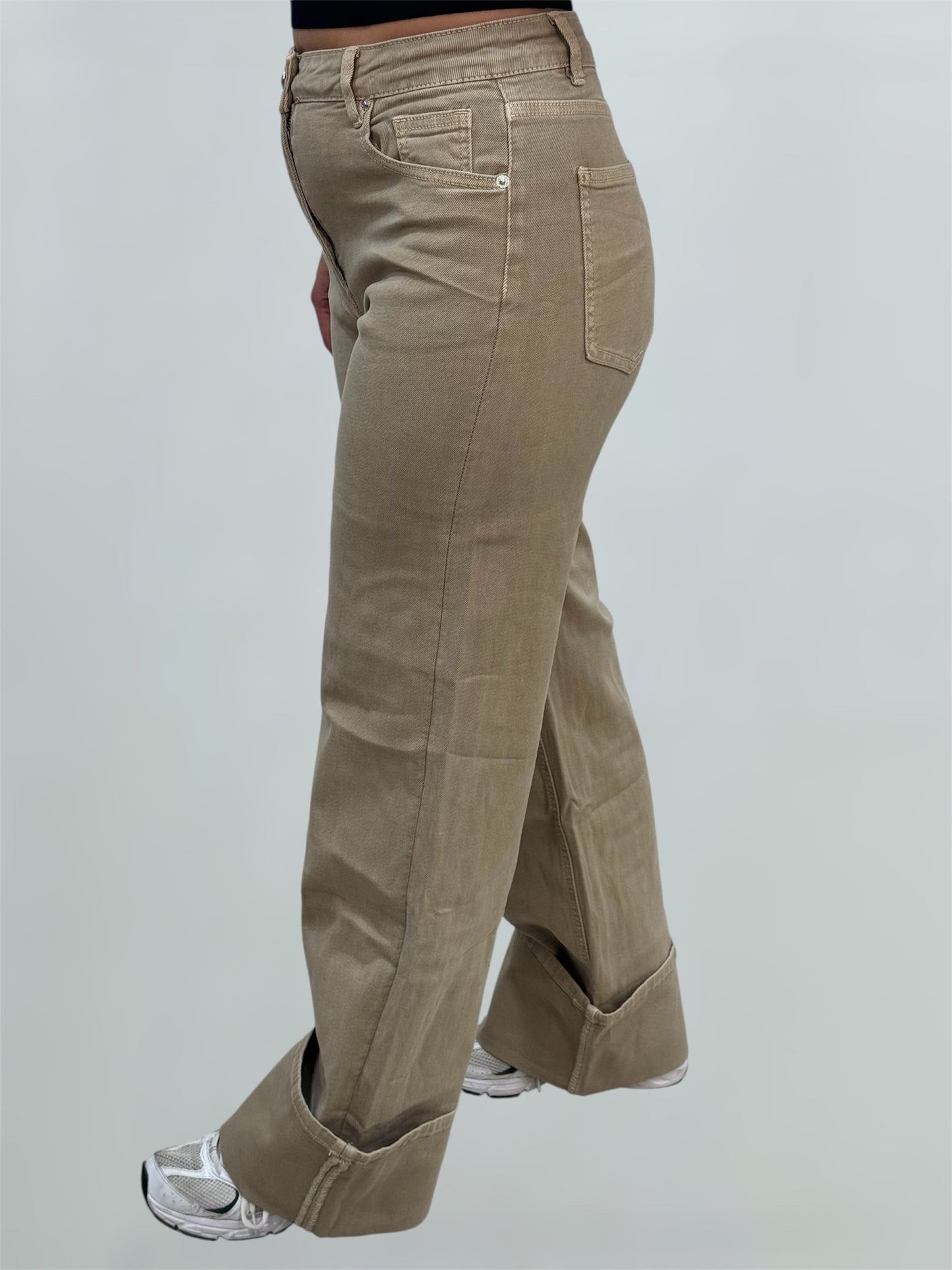 Jeans ourlet beige