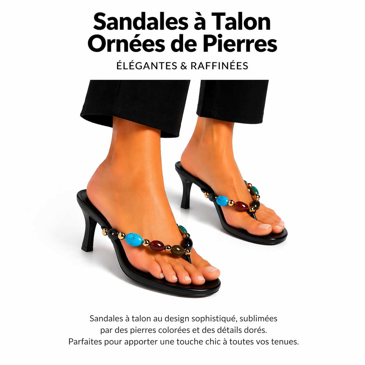 Heeled sandals with decorative stones – Elegant and trendy design