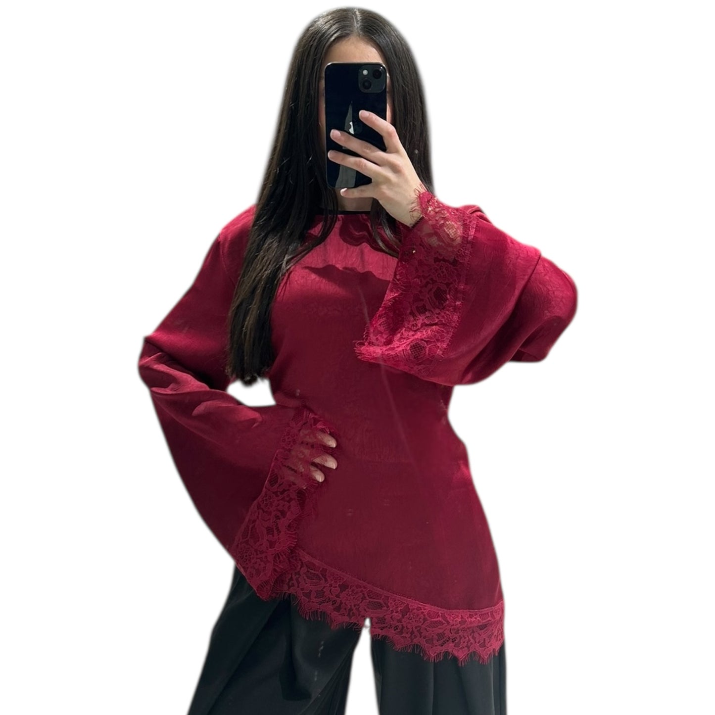 Tunique Chic Fluide avec Détails Dentelle Femme