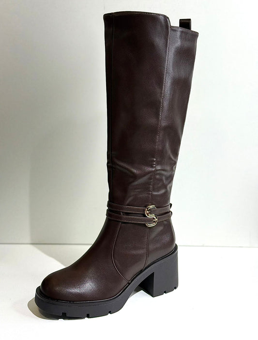 Bottes Hautes à Talon Large