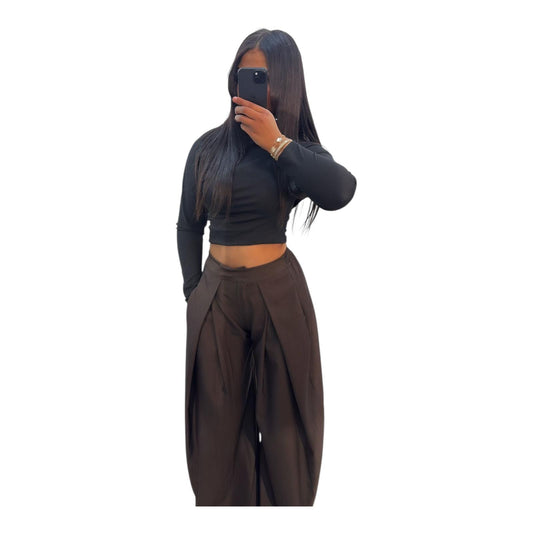 Pantalon Fashion Femme Taille Haute Fluide Oversize Chic Moderne