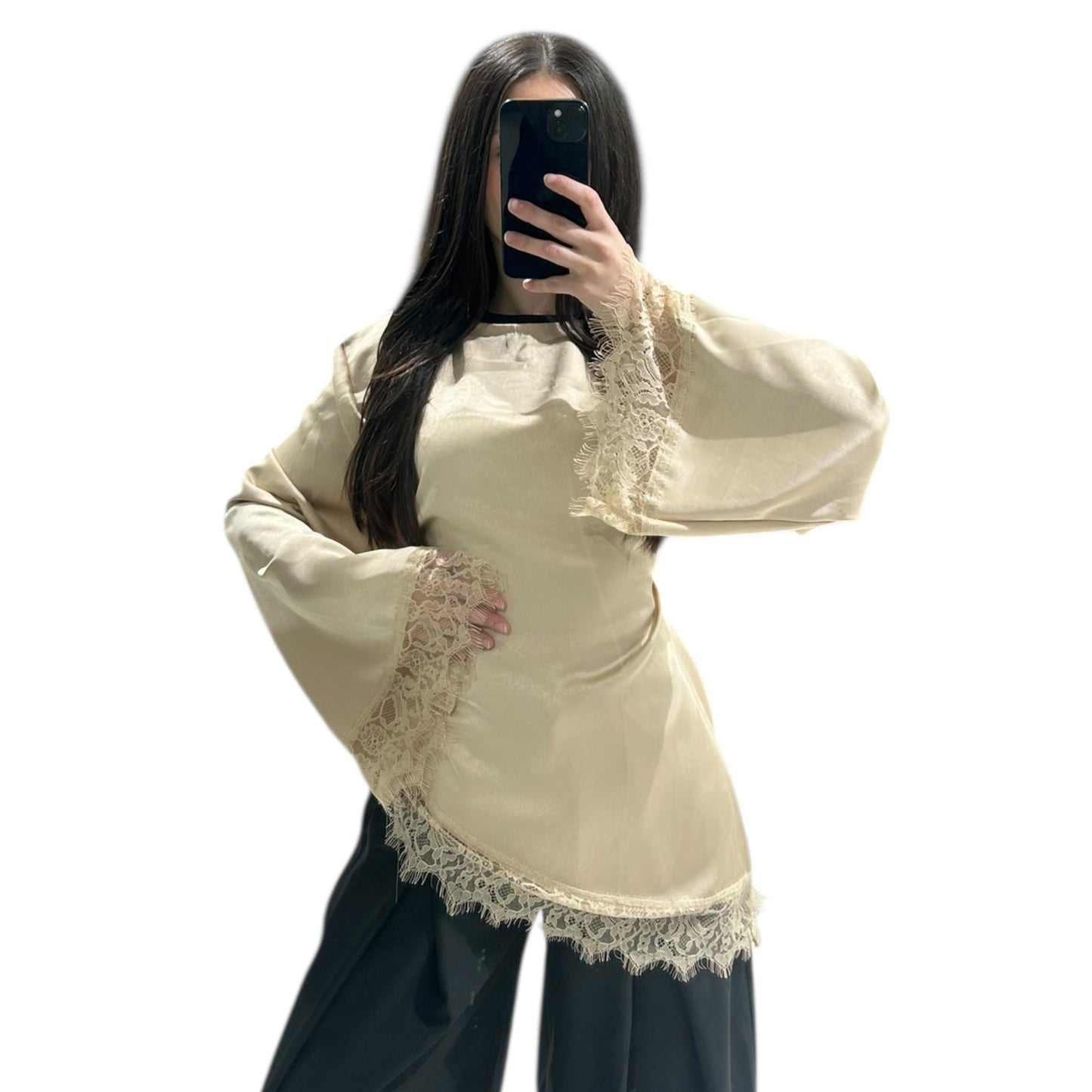 Tunique Chic Fluide avec Détails Dentelle Femme