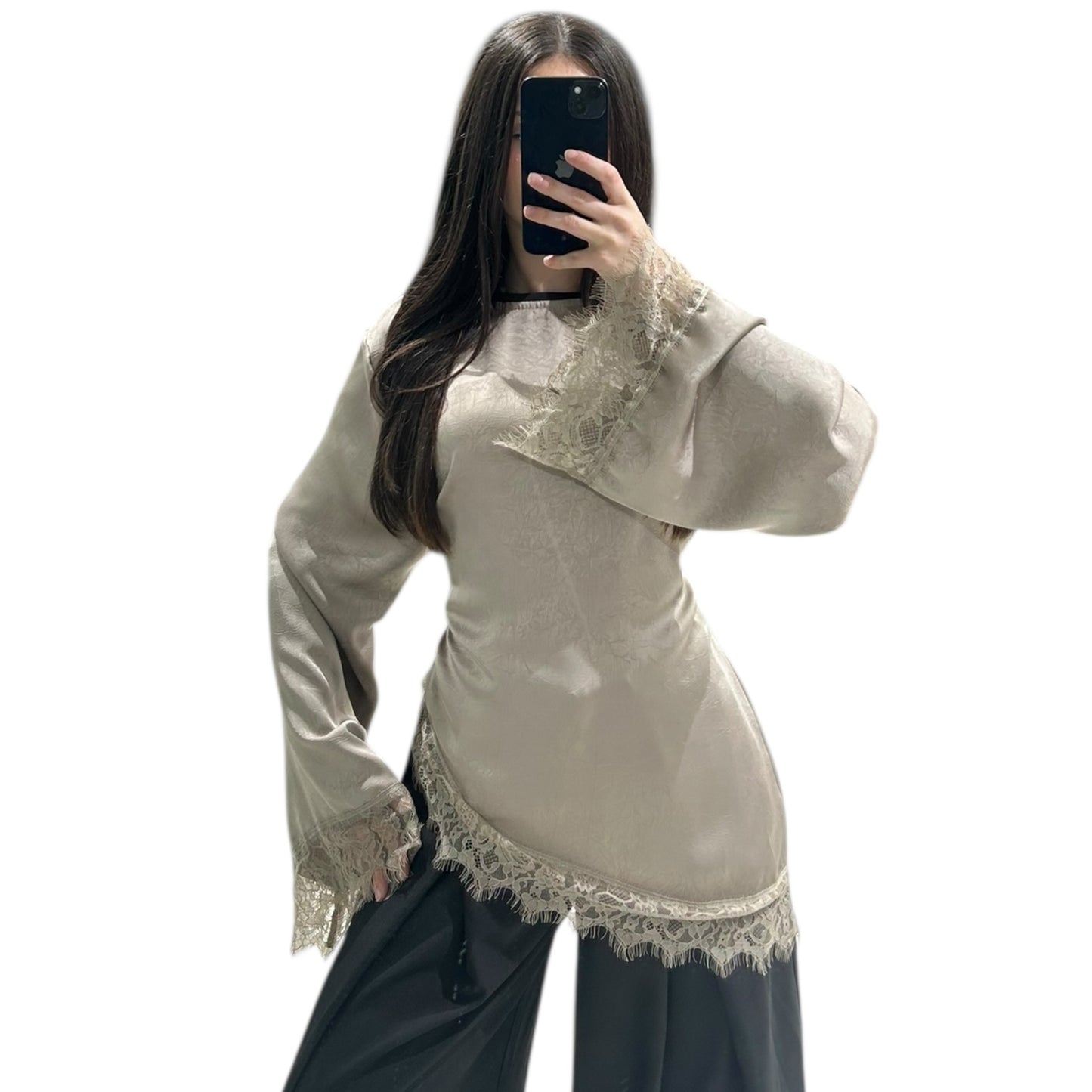 Tunique Chic Fluide avec Détails Dentelle Femme