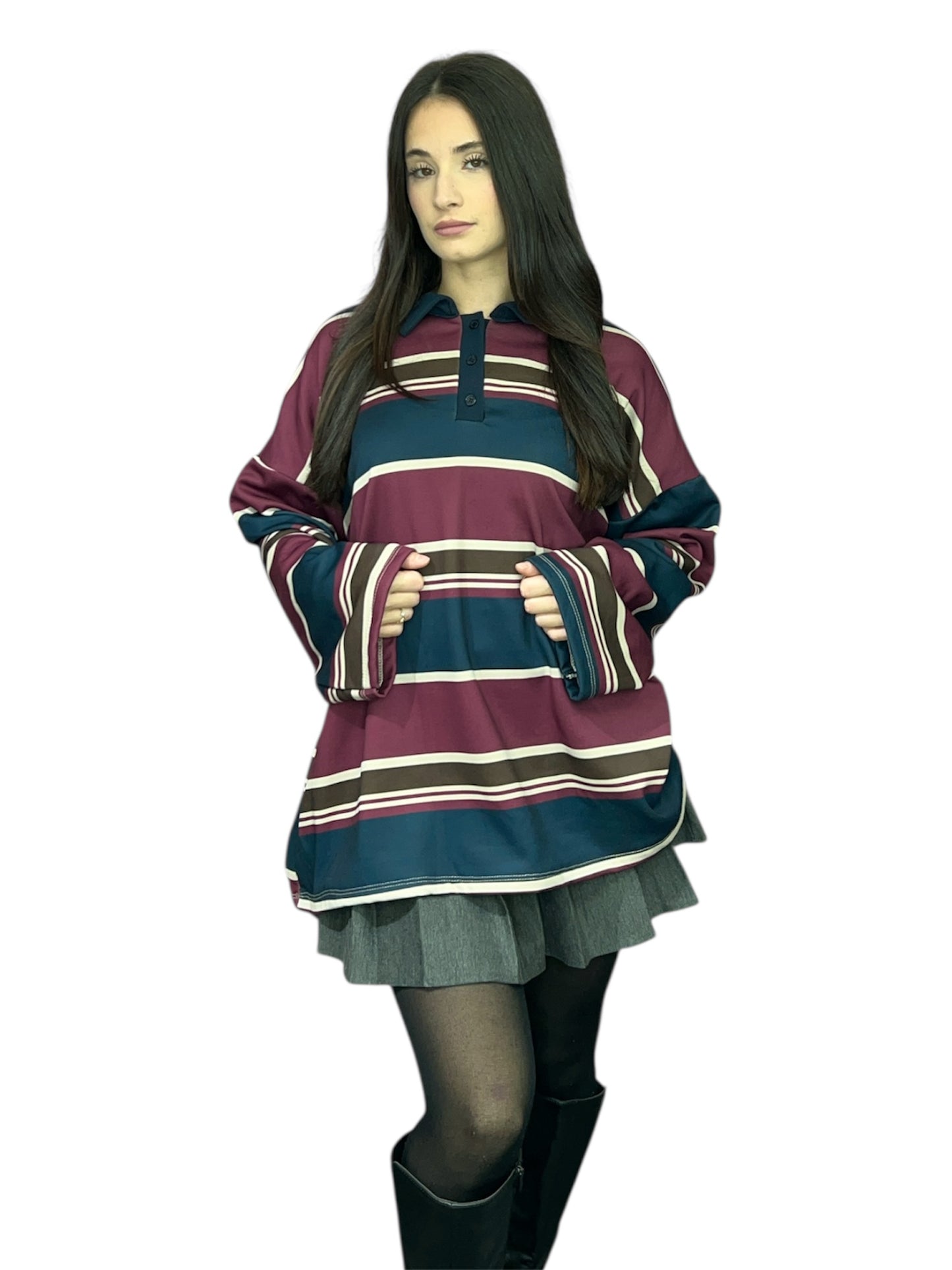 Pull oversize stylé a rayures 248