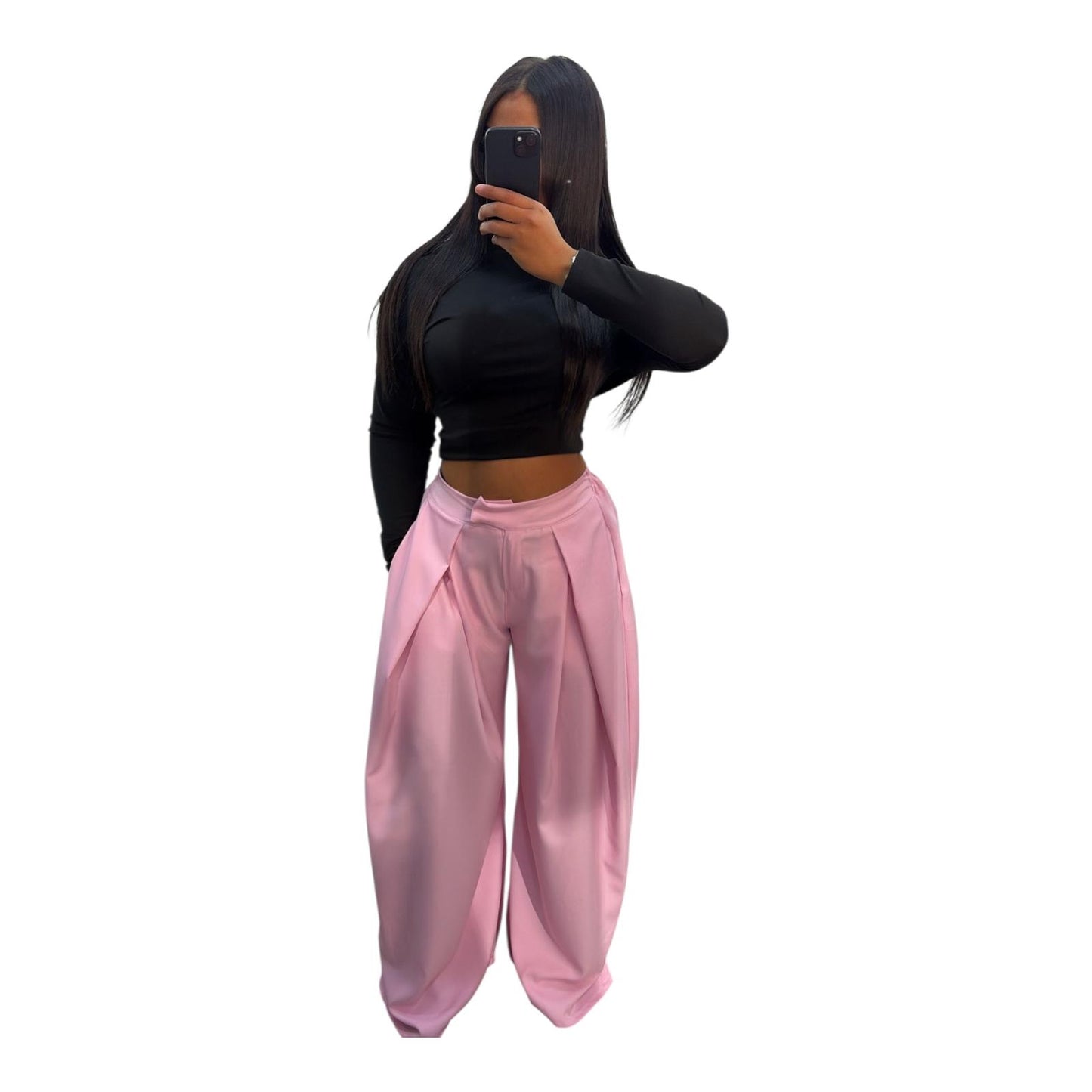 Pantalon Fashion Femme Taille Haute Fluide Oversize Chic Moderne