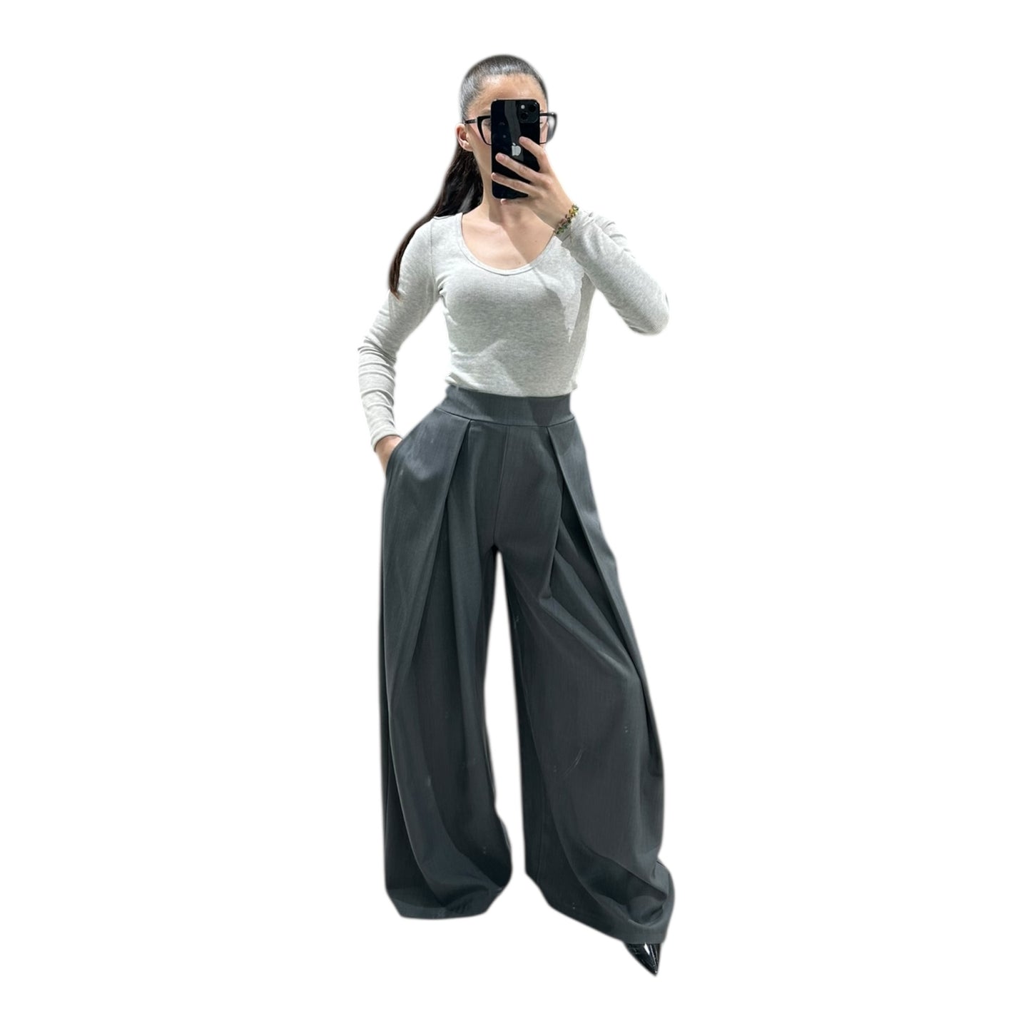Pantalon Large Femme Taille Haute Fluide Chic Oversize Moderne