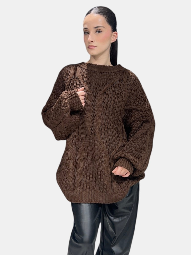Pull en maille torsadée
