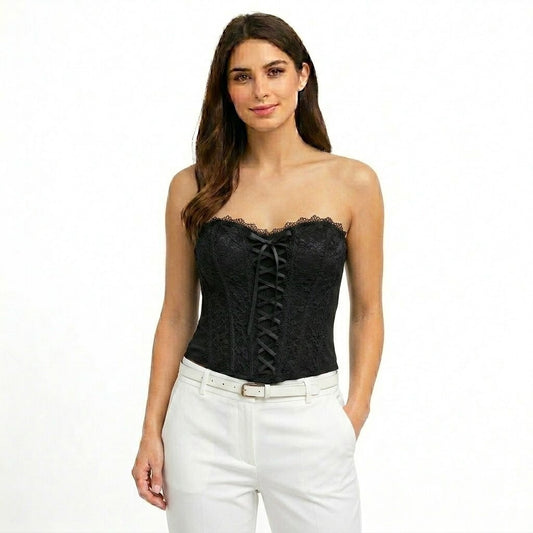 Women's Chic Lace Bustier Elegant Strapless Fitted Corset