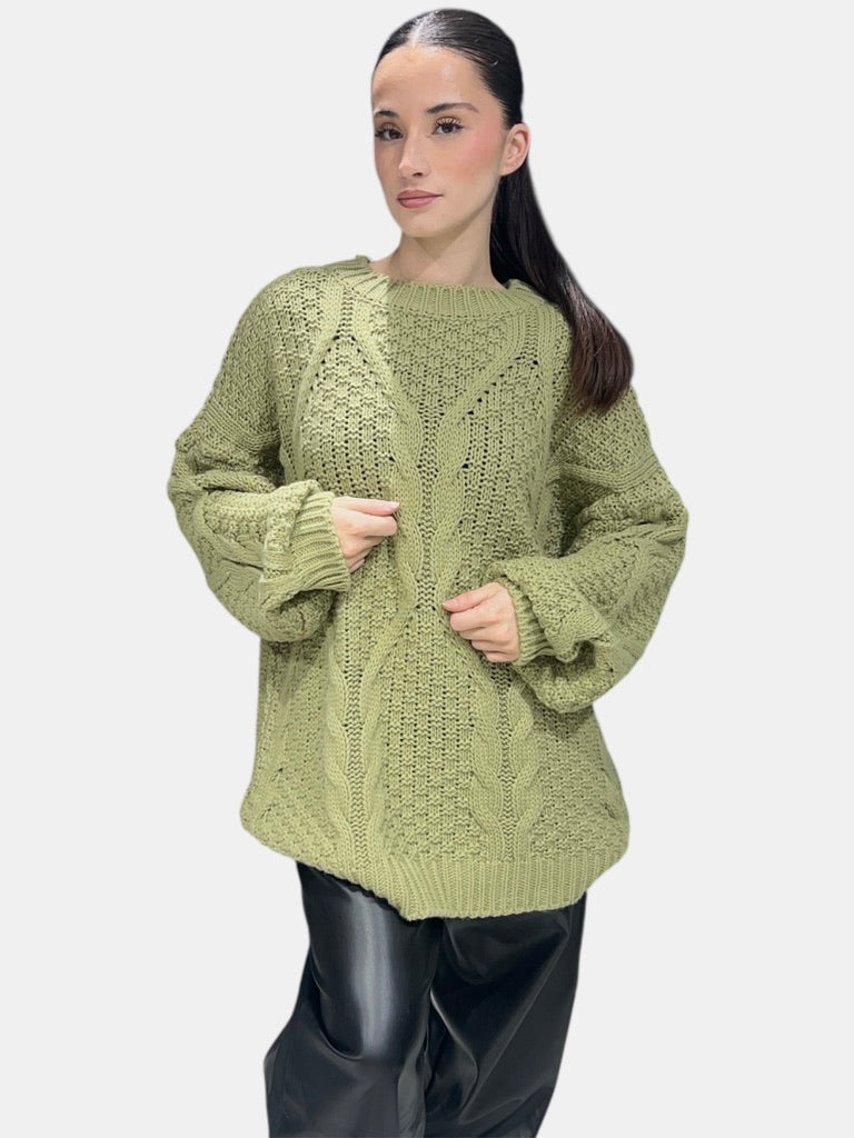 Pull en maille torsadée