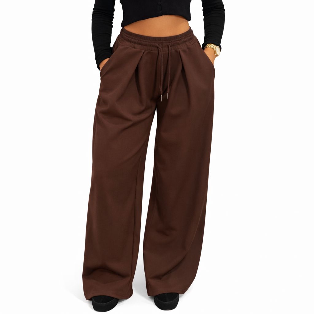 Pantalon femme taille élastique avec cordon – pantalon fluide confortable – taille unique – style casual moderne
