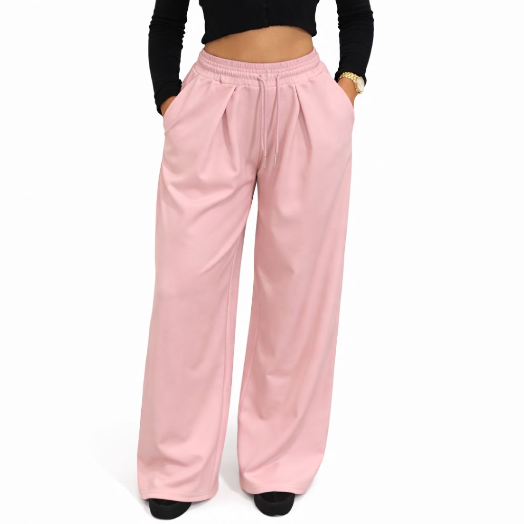 Pantalon femme taille élastique avec cordon – pantalon fluide confortable – taille unique – style casual moderne