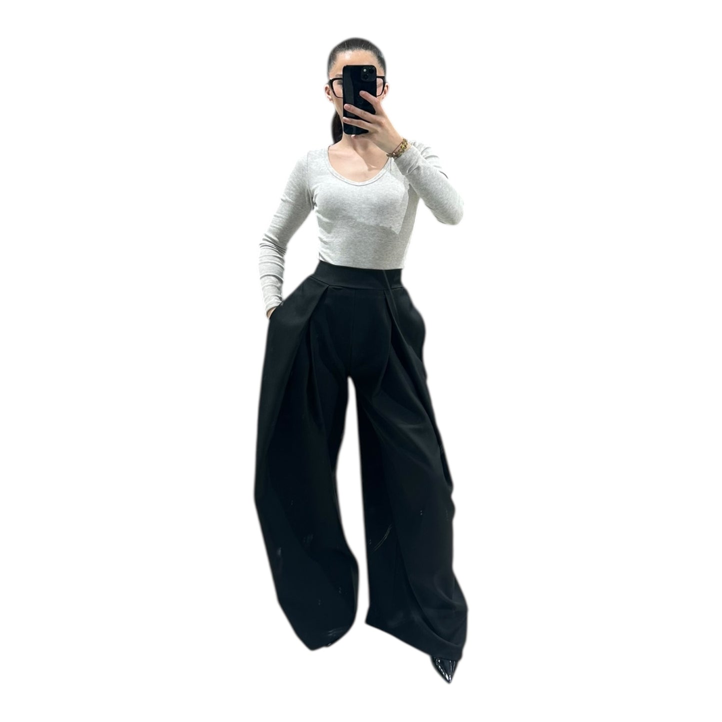 Pantalon Large Femme Taille Haute Fluide Chic Oversize Moderne