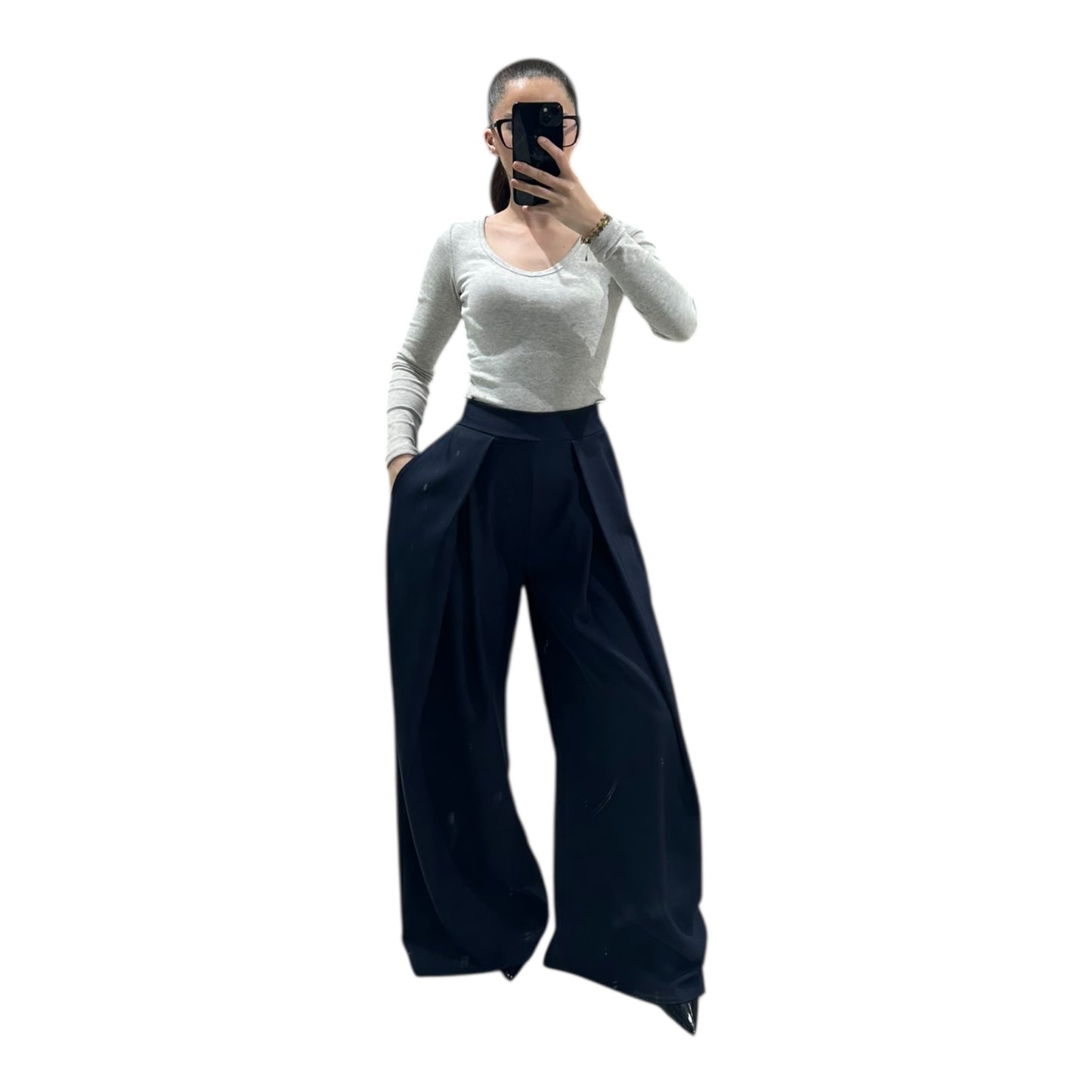 Pantalon Large Femme Taille Haute Fluide Chic Oversize Moderne