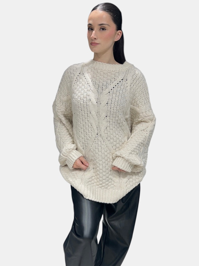 Pull en maille torsadée