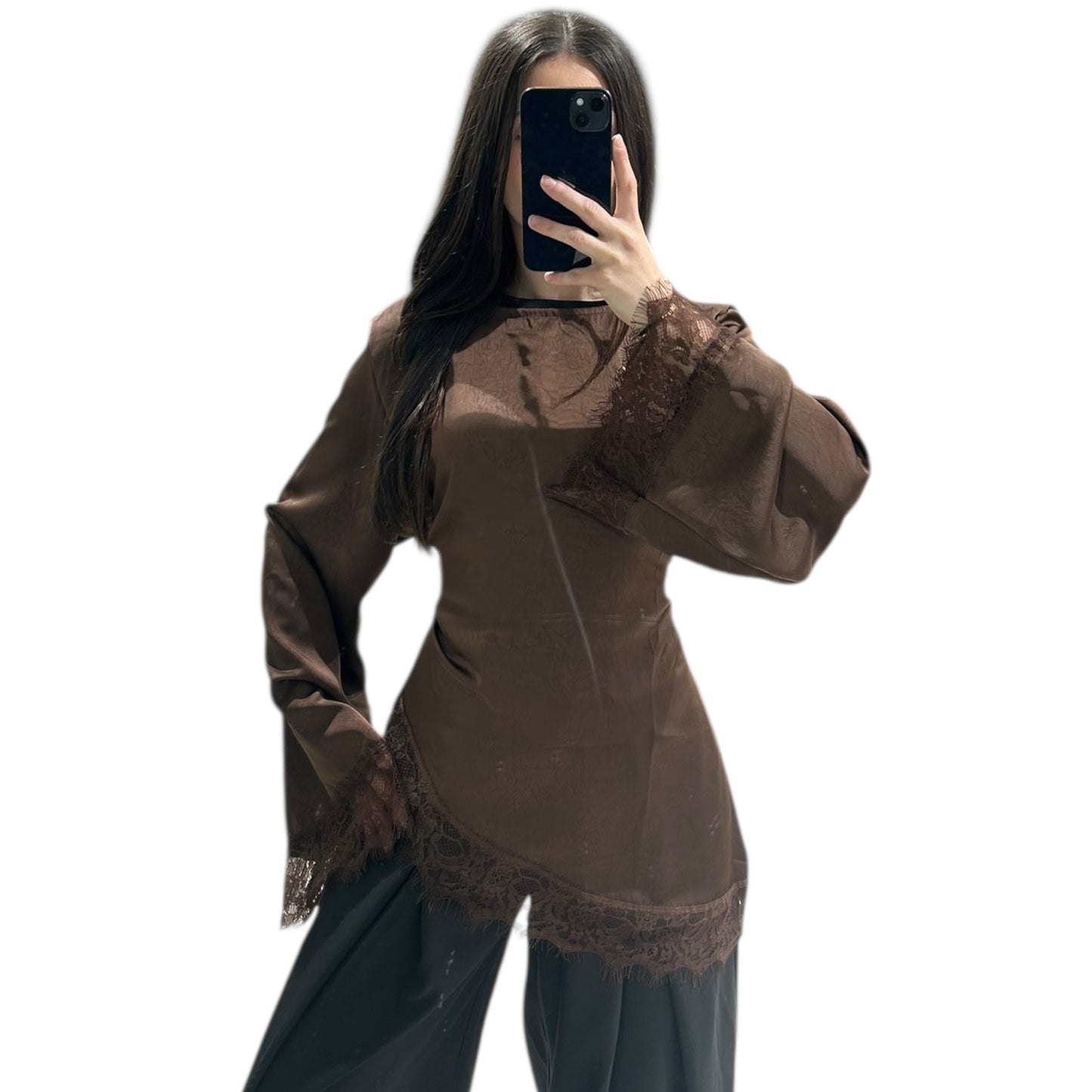 Tunique Chic Fluide avec Détails Dentelle Femme