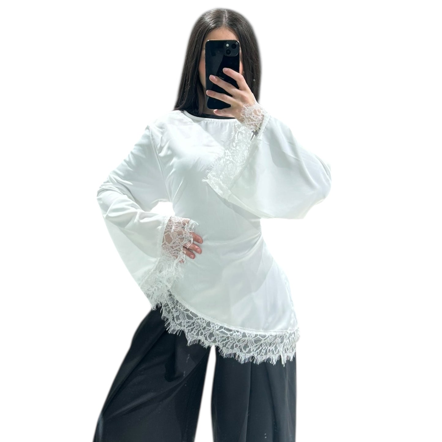 Tunique Chic Fluide avec Détails Dentelle Femme