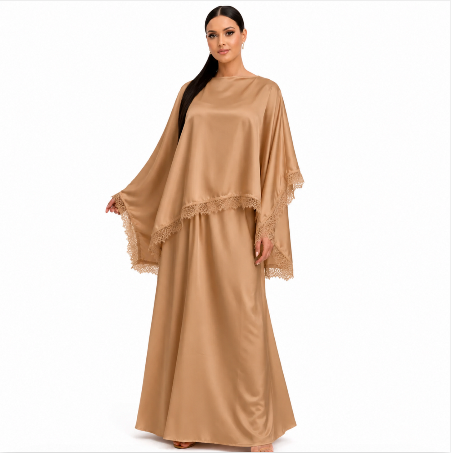 Satin Set with Lace – Elegant Flowy Cut