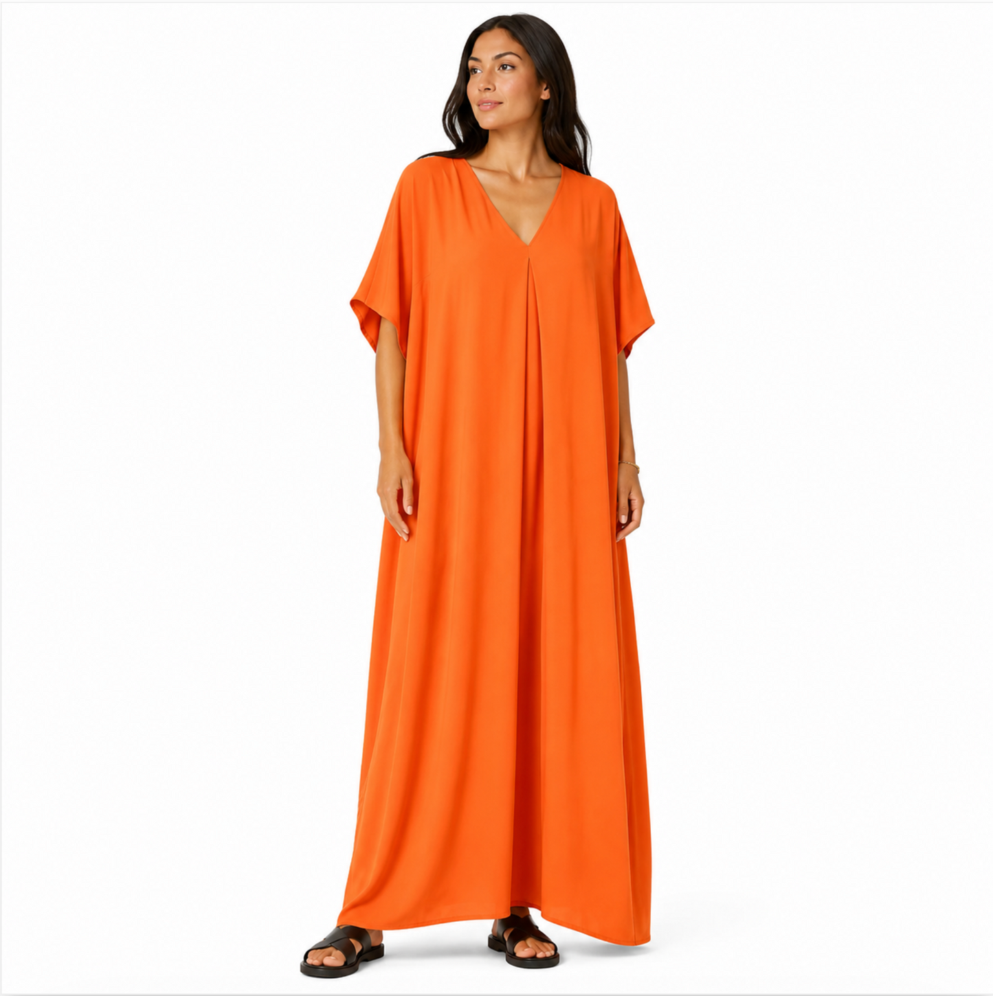 Damen V-Ausschnitt Maxikleid oversized fließend Sommer elegant bequem
