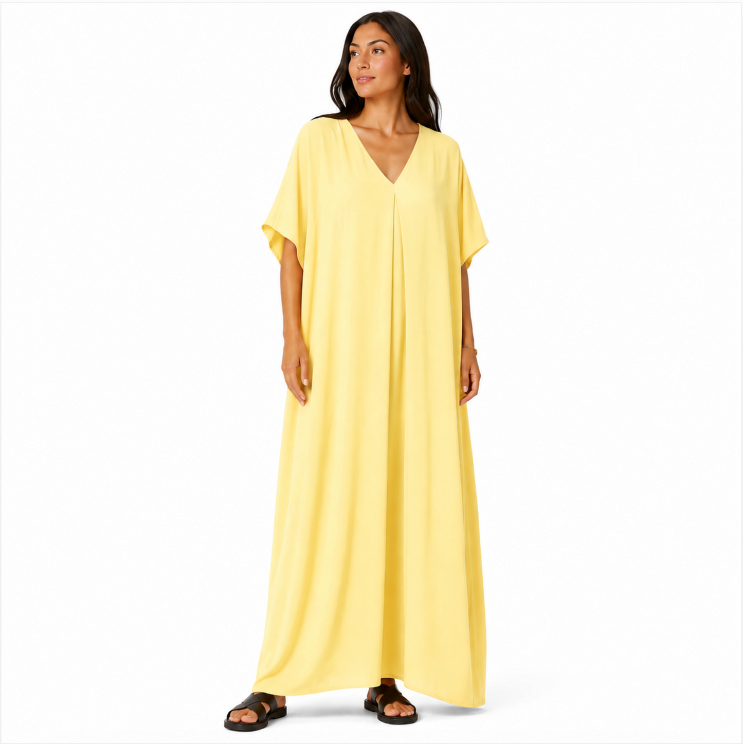 Damen V-Ausschnitt Maxikleid oversized fließend Sommer elegant bequem