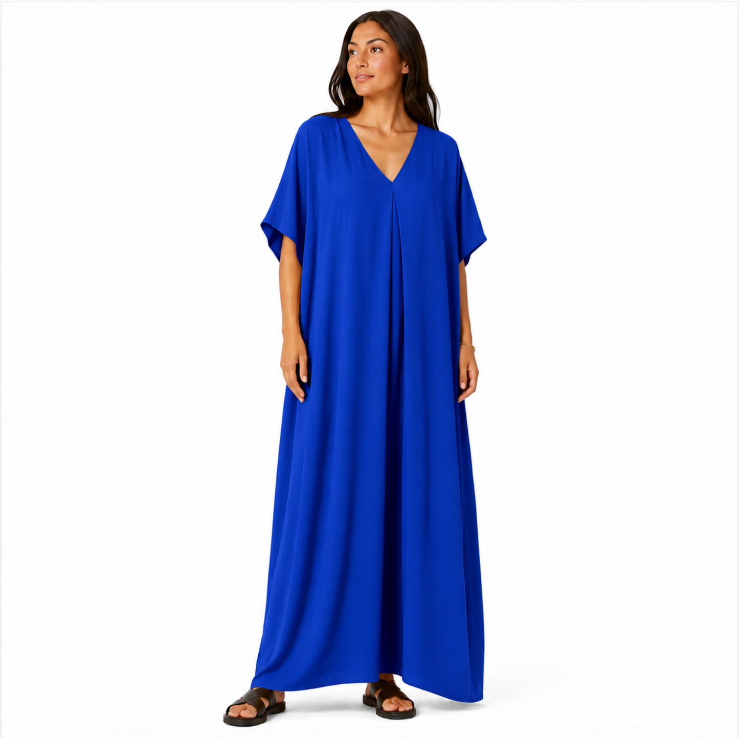 Damen V-Ausschnitt Maxikleid oversized fließend Sommer elegant bequem