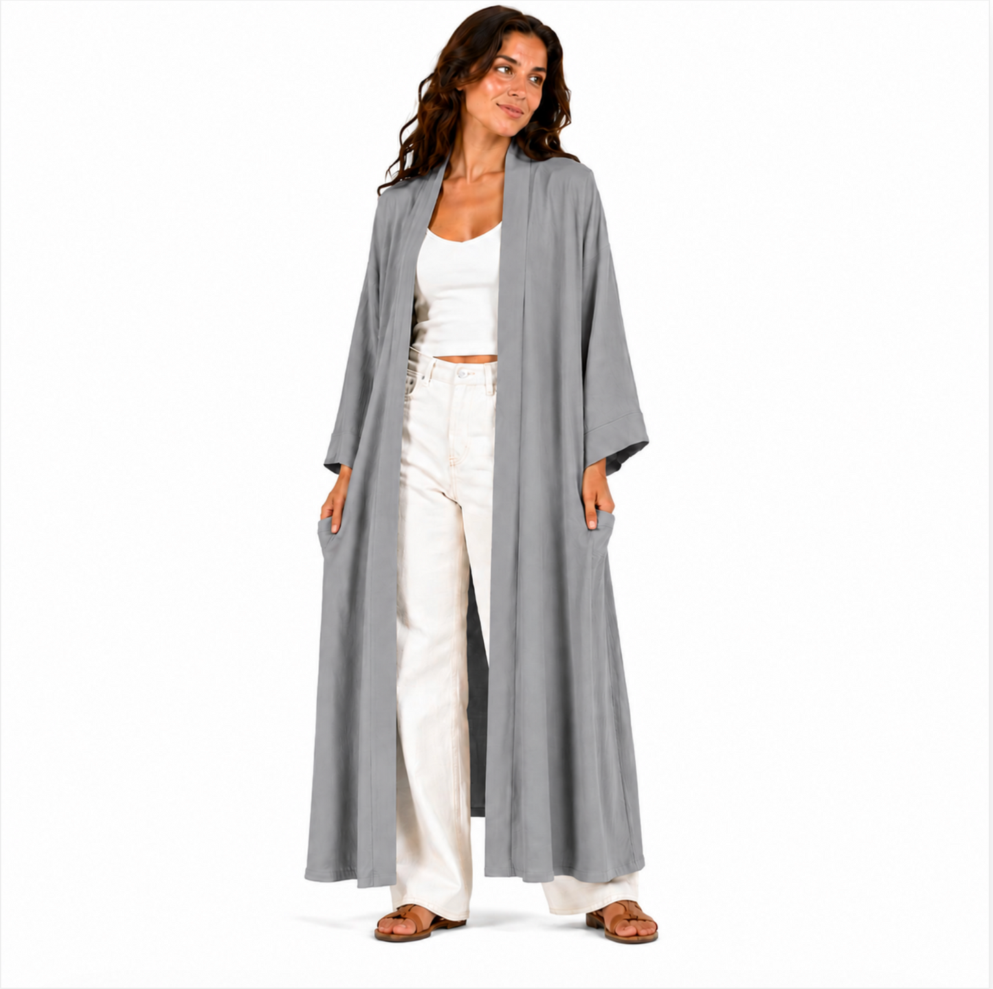 Elegantes langes Kleid – Fließender Kimono