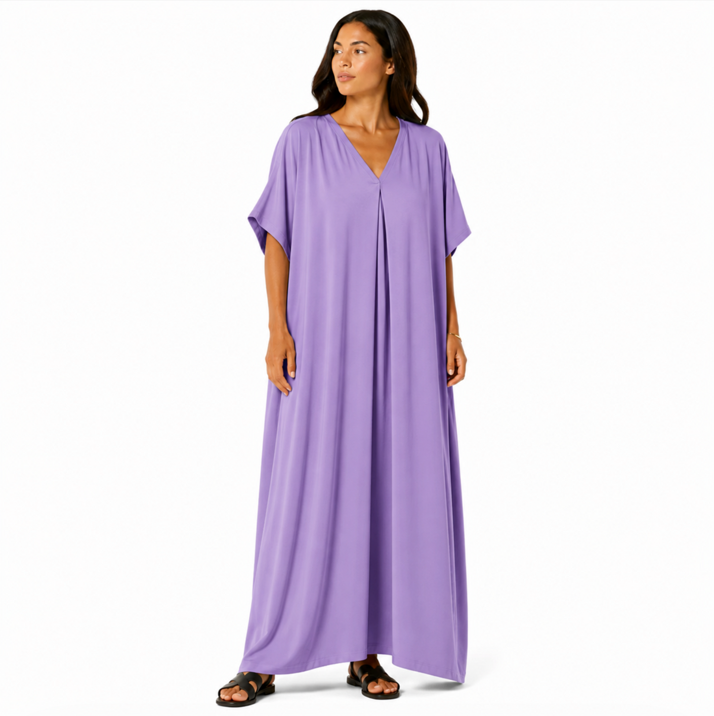 Damen V-Ausschnitt Maxikleid oversized fließend Sommer elegant bequem