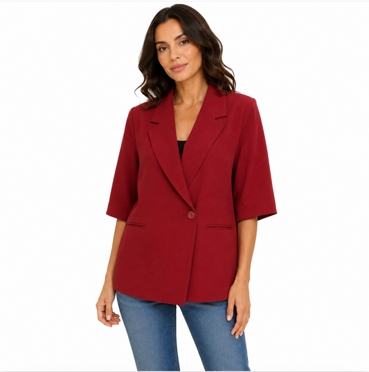 Blazer Femme Manches 3/4 Oversize Chic Mi-Saison