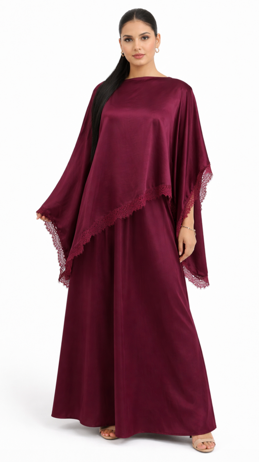 Ensemble Satinée avec Dentelle – Coupe Fluide Élégante