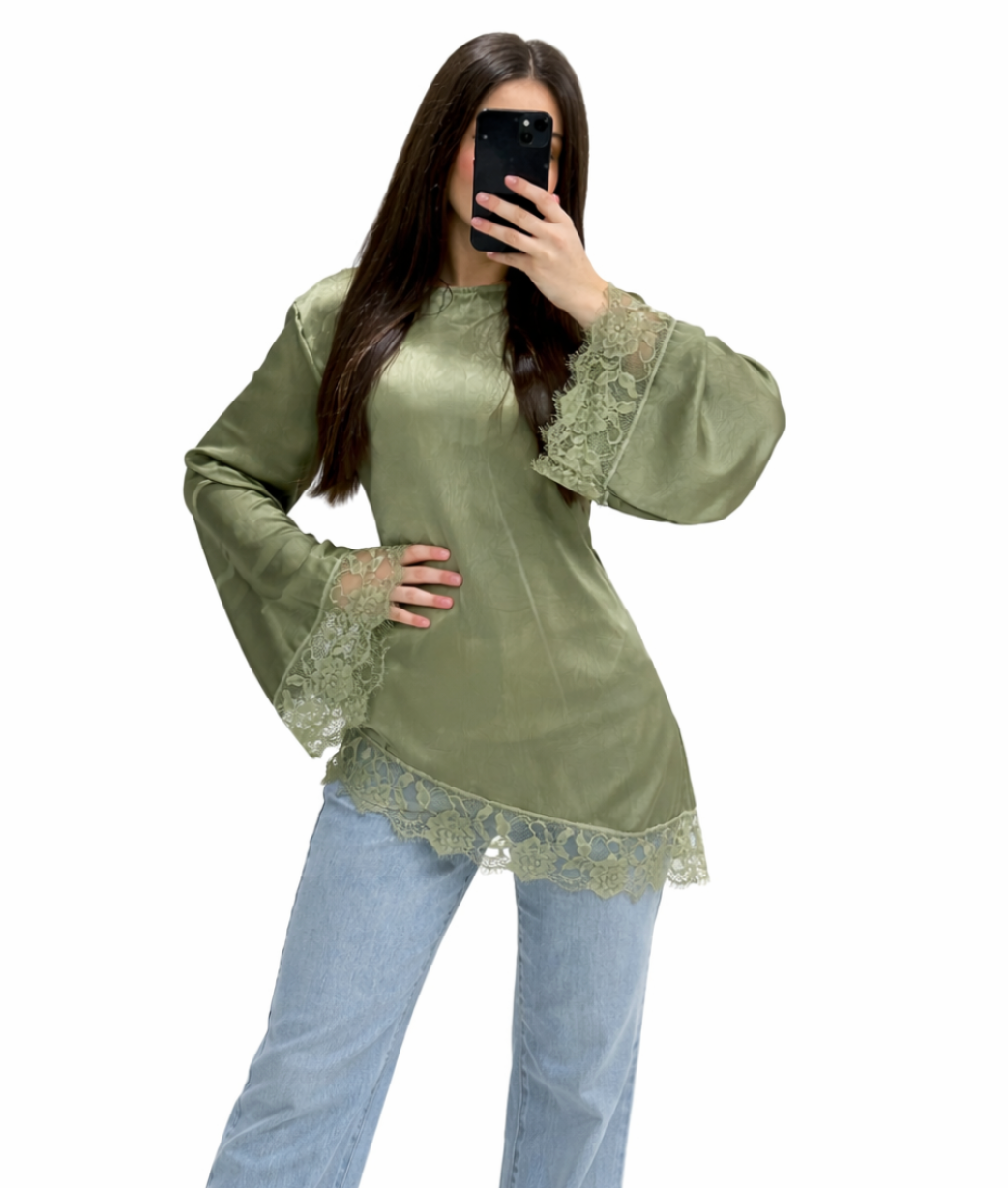 Tunique Chic Fluide avec Détails Dentelle Femme